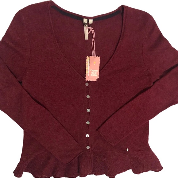 NWT White Stuff Burnt Red V-Neck Long Sleeve Button Up Cardigan. Sz 14. - Picture 8 of 9